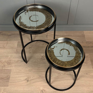 Set of 2 Gold Swirl Tables