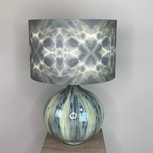 Loch Loma Table Lamp with Julia Clare's Underworld Ripples Linen in Green Olive Lampshade