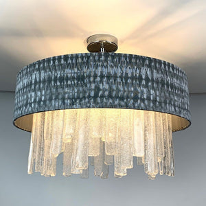 Lucerne Hand Cut Glass Ceiling Flush and Kotomi Silver Shade