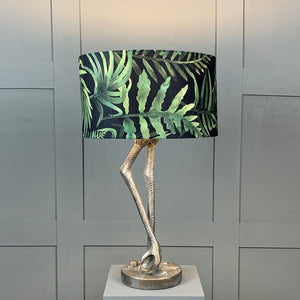Flamingo Legs in Antique Silver with Bamboo Easy Fit Green Leaf Shade