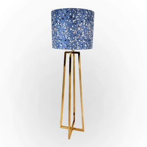 Madison Lacquered Brass Floor Lamp With Terrazzo Blue Shade
