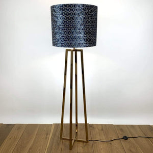 Madison Lacquered Brass Floor Lamp With Geo Marble Shade