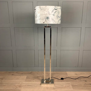 Fitzroy Chrome Floor Lamp with Carrara Grey Marble Shade