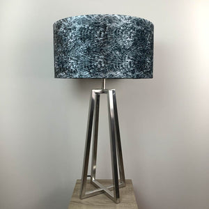 Madison Brushed Steel Table Lamp with Black Quill Velvet Shade