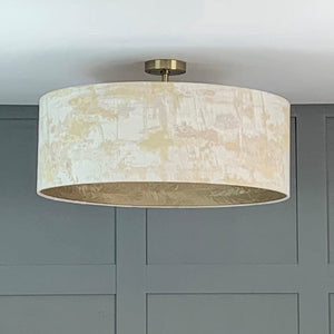 Electrified Hazel 1 Shade with Feathered Gold Wallpaper Lining