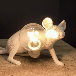 White Lying Mouse Lamp